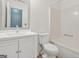 The bathroom has a vanity, toilet, and tub, offering essential features for your needs at 4753 Klondike Cv, Lithonia, GA 30038