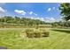 Landscaped backyard overlooking a scenic pond surrounded by trees and greenery, offering a serene retreat at 316 Kensington Dr, Peachtree City, GA 30269