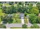 An aerial view showcasing a well-maintained home, surrounded by lush trees, with a fenced backyard and inviting outdoor space at 9477 Forest Knoll Dr, Jonesboro, GA 30238