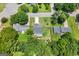 An aerial view exhibiting a charming home nestled among mature trees, featuring a spacious yard and fenced property at 9477 Forest Knoll Dr, Jonesboro, GA 30238