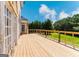 Wide view of the backyard through the railing on a large outdoor deck at 145 Windy Ridge Ct, Fayetteville, GA 30214