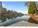 Scenic lake view from the wooden dock of this waterfront property at 1190 Plantation Dr, Villa Rica, GA 30180