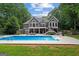 Resort-style backyard with swimming pool, deck, and lush landscaping offering ultimate relaxation at 9125 Patrick Pl, Winston, GA 30187