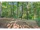 Large, wooded backyard with a partial metal fence at 260 Pinehurst Dr, Stockbridge, GA 30281