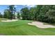 View of the community golf course surrounded by tall mature trees at 110 Tamerlane, Peachtree City, GA 30269