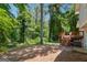 Lush backyard featuring a wooden deck and mature trees providing privacy at 234 Kenilworth Cir, Stone Mountain, GA 30083