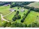 Aerial view showcasing the property's surrounding landscape and neighborhood at 310 Trestle Rd, Locust Grove, GA 30248