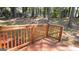 Corner view of a newly refinished wooden deck overlooking a large, tree-lined backyard at 5324 Joan Of Arc, Atlanta, GA 30349