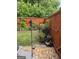 Backyard area with greenery, rock features, and a wooden fence at 241 Balaban Cir # 241, Woodstock, GA 30188