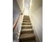 Carpeted staircase with white wood railing leads to the upper level at 241 Balaban Cir # 241, Woodstock, GA 30188