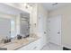 Bathroom boasts double sinks, a granite countertop and a shower in the background at 935 S Laney Rd, Locust Grove, GA 30248
