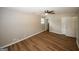 Bedroom with hardwood floors and neutral paint at 500 Carillon Ct, Stone Mountain, GA 30083