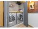 Modern laundry room featuring side-by-side, front-load washer and dryer units at 692 Kirkwood Se Ave # A, Atlanta, GA 30316