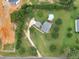 Aerial view of a well-maintained property with a home, in-ground pool, and manicured lawn surrounded by lush greenery at 2110 Mcgarity Rd, Mcdonough, GA 30252