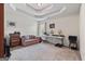 Spacious bedroom with tray ceilings, carpet and ample room for furniture at 4770 Macy Way, Ellenwood, GA 30294