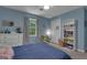 Cozy bedroom with a blue color scheme, natural light, and a calming ambiance at 127 Rockspray Rdg, Peachtree City, GA 30269