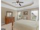 Calm bedroom with tray ceiling, neutral colors, and natural lighting at 409 Brandy Ln, Mcdonough, GA 30253