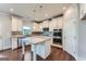 Modern kitchen featuring stainless steel appliances, granite countertops, and an island with white cabinets at 5915 Partners Pass, Cumming, GA 30028