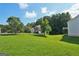 Spacious green backyard with mature trees, offering privacy and shade at 2326 Sand Dollar Sw Ct, Atlanta, GA 30331