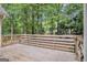 Spacious wooden deck with railings and a great view of the tree-filled backyard at 161 Bradford Pl, Stockbridge, GA 30281