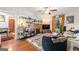 Inviting living room with hardwood floors, exposed brick fireplace, and stylish decor at 216 Leyden St, Decatur, GA 30030