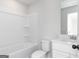 Clean bathroom with a toilet and shower combination, and a single sink vanity at 121 Chattahoochee Circle, Locust Grove, GA 30248