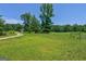 Expansive, lush green field with mature trees and a charming distant home offers a serene rural setting at 1828 Pitts Chapel Rd, Newborn, GA 30056