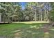 Large backyard with green lawn and mature trees offering privacy at 1202 Loxley Cir, Peachtree City, GA 30269