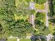 An aerial view captures a well-maintained home nestled amongst mature trees and lush green lawns at 100 Homestead Pl, Rex, GA 30273