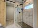 Bathroom featuring an elegant walk-in shower with hexagon tile flooring and modern fixtures at 480 Mitchell Rd, Covington, GA 30014