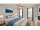 Bright bedroom with a ceiling fan, calm colors, and great views from the windows at 192 Pecan Dr, Canton, GA 30114