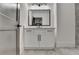 Bathroom vanity with white cabinets, white countertop and black hardware at 2255 Buford Dam Rd, Buford, GA 30518