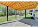 Under-deck patio with stone pavers and view of the backyard and adjacent home at 2255 Buford Dam Rd, Buford, GA 30518