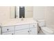Bright bathroom features a sleek, white vanity with a spacious countertop and ample storage at 5055 Hickory Hills Dr, Woodstock, GA 30188