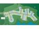 Planned community map showcasing lot sizes, street names, and green spaces near the serene lake at 3025 Sunset Pass, Canton, GA 30114