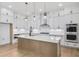 Bright kitchen with stainless steel appliances, white cabinets, large island and stylish pendant lighting at 3025 Sunset Pass, Canton, GA 30114