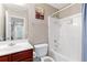 Neat bathroom with updated vanity and shower/tub at 1123 Diamond Xing, Mcdonough, GA 30252