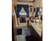 The cozy bathroom features blue tile, vanity, and coordinating curtains at 358 Gold Mine Rd, Dallas, GA 30157