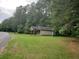 Exterior shot featuring a small shed on a grassy lot surrounded by tall trees at 358 Gold Mine Rd, Dallas, GA 30157