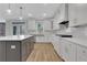 Well-appointed kitchen with white cabinets, stainless steel appliances, and a gray island at 6670 Benchwood Path, Cumming, GA 30028