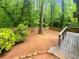Fenced backyard featuring mature trees, a wood deck and patio area at 2864 Sudbury Ct, Marietta, GA 30062