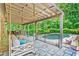 Inviting outdoor patio with swing, comfortable seating, and a view of the sparkling pool at 2585 Gelding Ne Ct, Marietta, GA 30062