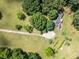 Aerial photo highlights the expansive yard and inground pool of this cozy home at 500 Cochran Rd, Covington, GA 30014