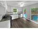 Kitchen with stainless steel appliances and backyard view at 3213 Cedar Bluff Ne Dr, Marietta, GA 30062