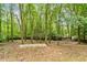 Spacious wooded backyard with a concrete slab, ideal for building or outdoor activities at 841 Hickory Dr, Marietta, GA 30064