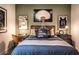 Stylish bedroom with a basketball theme and built-in desk at 742 Crossroad Ct, Powder Springs, GA 30127