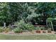 Landscaped backyard with lush greenery and wooden fence at 3550 Rivers End Pl, Buford, GA 30519