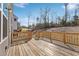 Spacious wood deck with a railing, offering serene backyard views and outdoor living space at 4455 Ryker Rd, Cumming, GA 30041
