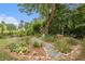 Serene backyard with decorative stream and landscaping, complete with charming tree swing at 104 Streambank Ct, Temple, GA 30179