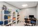 Well-lit office space features built-in shelving, workspace, and a cozy atmosphere, perfect for work or study at 104 Streambank Ct, Temple, GA 30179